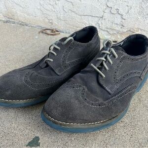 Black Wingtip Brogue Oxfords with Textured Finish